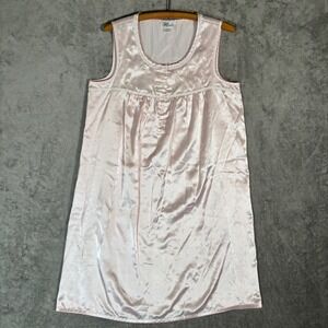 Character Vintage Pink Satin Sleeveless Nightgown Floral Lace Trim M Coquette